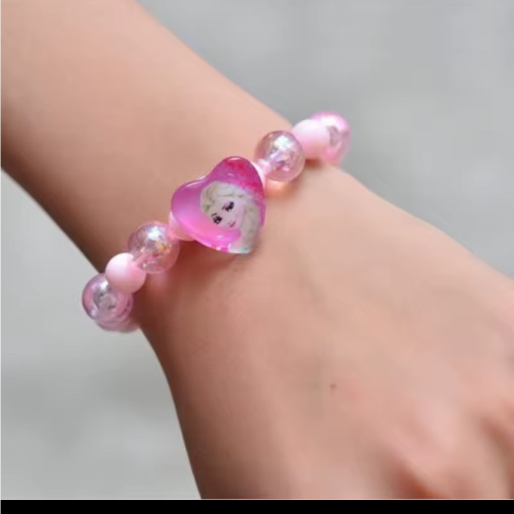 Charming Elsa Pink Heart Kids Bracelet